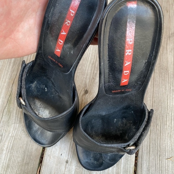 Vintage Prada Sport Black Leather Mules Size 35.5 - Picture 8 of 16